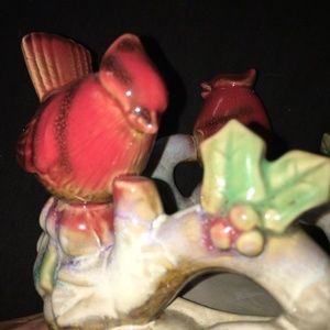 Holiday Christmas Cardinal Red Bird Candle Holder